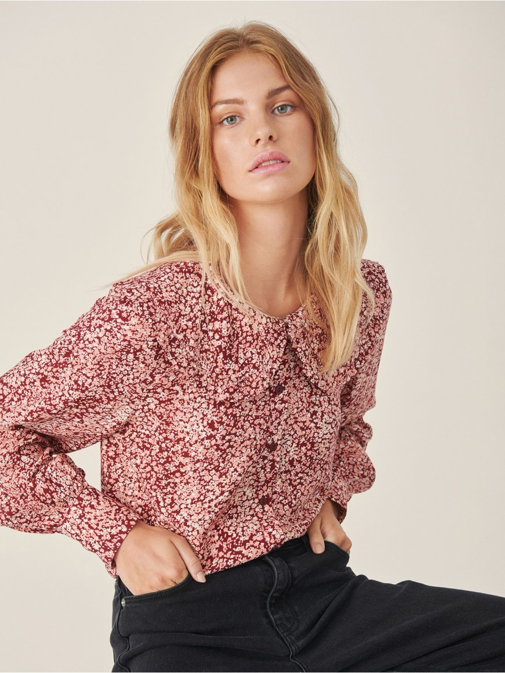 MSCH Copenhagen Madelina Long Sleeve Floral Blouse Size XS